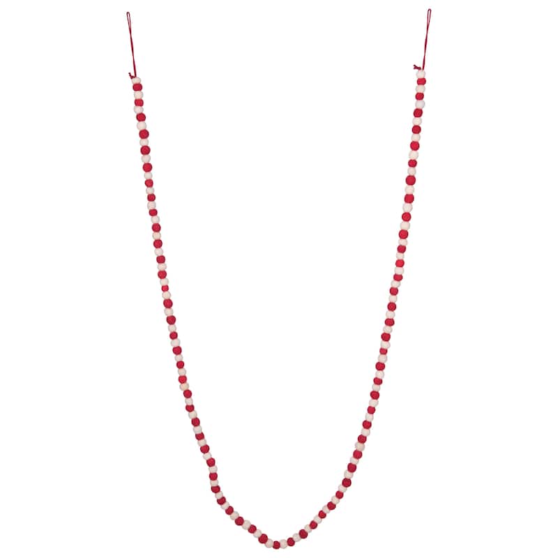 Wool Felt Ball Garland - Red/White