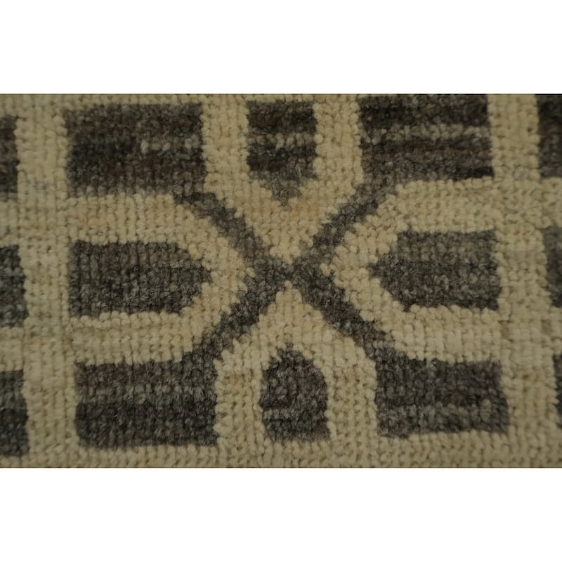 Hand Knotted Oriental 100% Wool Carpet Traditional Geometric Beige & Ivories Peshawar Area Rug - 10' 0'' X 8' 1''
