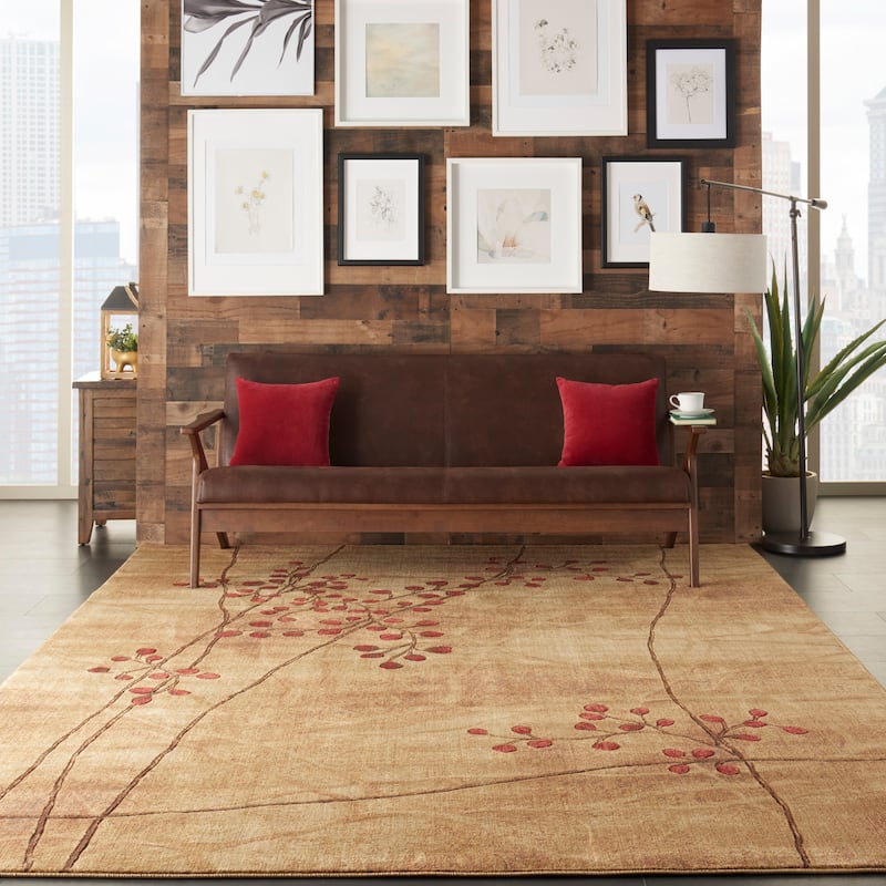 Nourison Somerset Contemporary Floral Area Rug - 7'9" x 10'10" - Latte