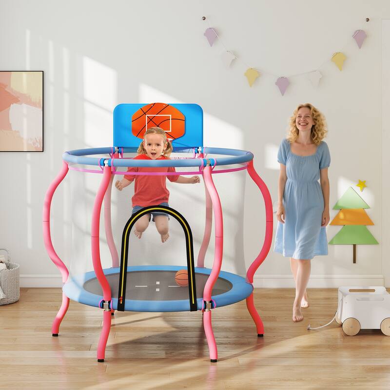 Kids Trampoline Indoor & Outdoor Pumpkin Trampoline-Pink - Multi