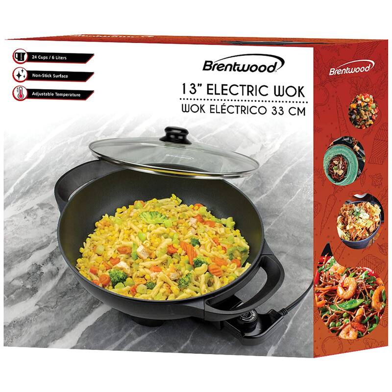7 Quart Nonstick Electric Wok Skillet with Lid