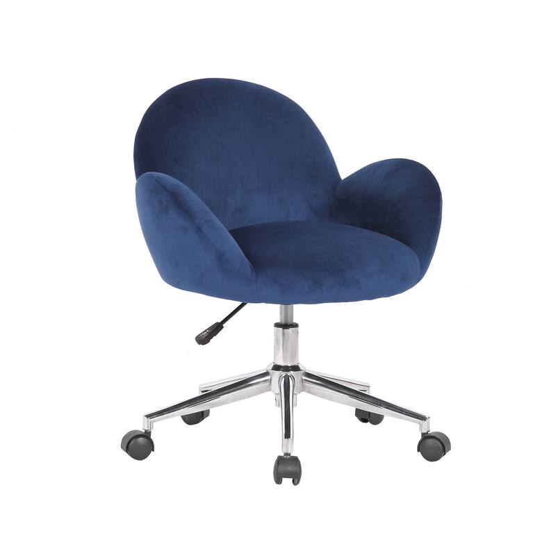 Porthos Home Quon Velvet/ Chrome Swivel Office Chair - Blue