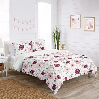 Free Shams Shabby Chic Pink Green Floral Bedspread Throw Brand New Double Bed 