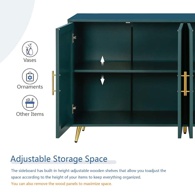 Navy Blue 60" TV Stand with Antique Pull Handle & Storage for TVs Up to 65"