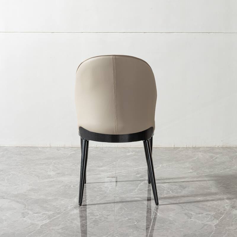 Dining chair PU with unique design backrest set of 2