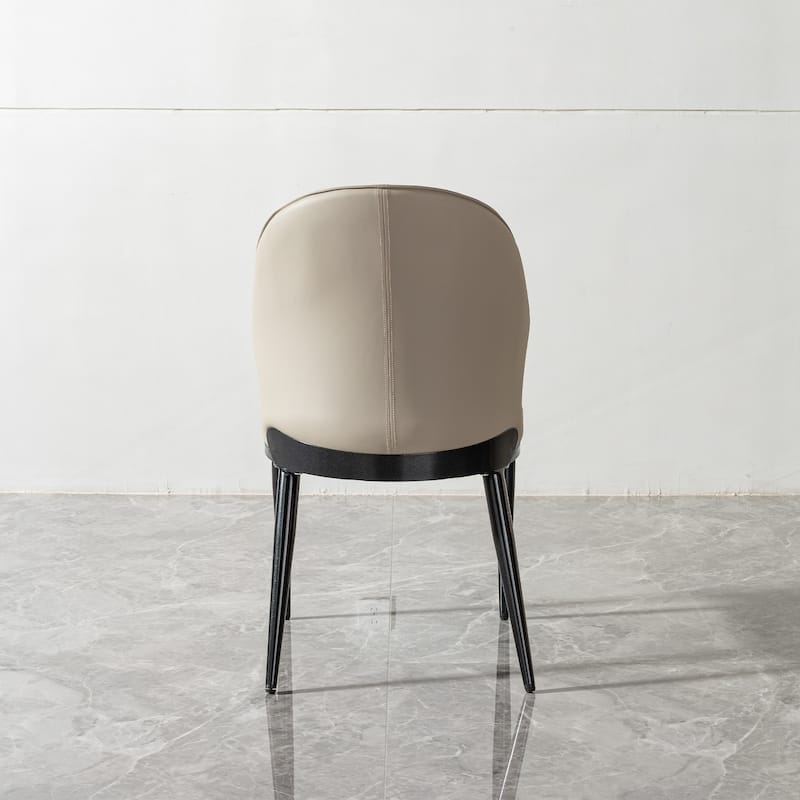 Upholstery Dining Chairs Set of 2 - Beige+Black