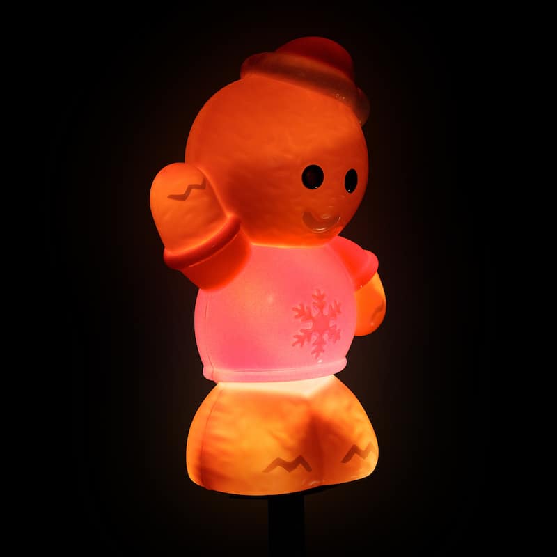 Gingerbread with Santa Hat Outdoor Christmas Pathway Markers - 16.75" - Set of 3 - Brown