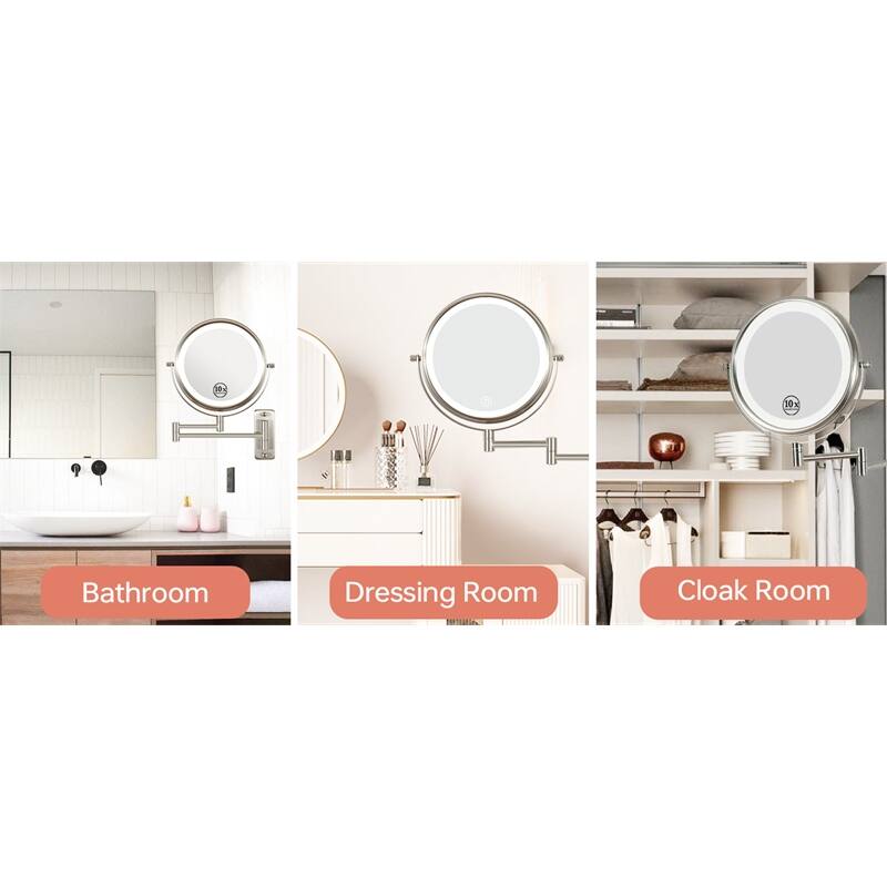 Wall Mounted Makeup Mirror with Down Double-Sided 1x/10x Magnification