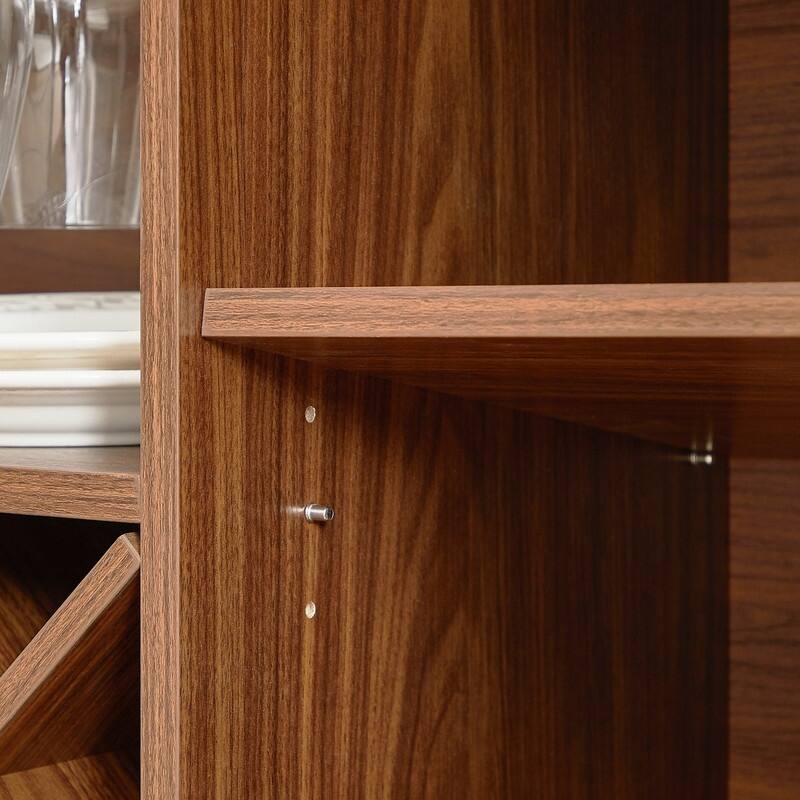 Modern 58" Fluted Curved Sideboard Multifunctional Storage Cabinet with Wine Rack and Adjustable Shelves