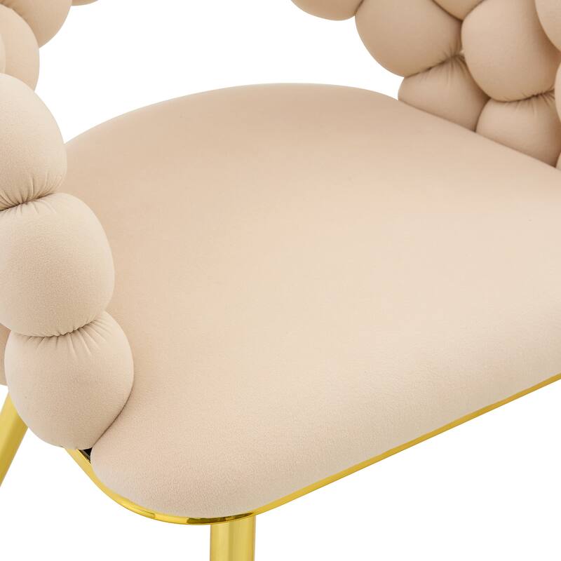 Velvet Dining Chairs Set of 2, Modern Upholstered Vanity Chairs Accent Chairs with Golden Metal Legs