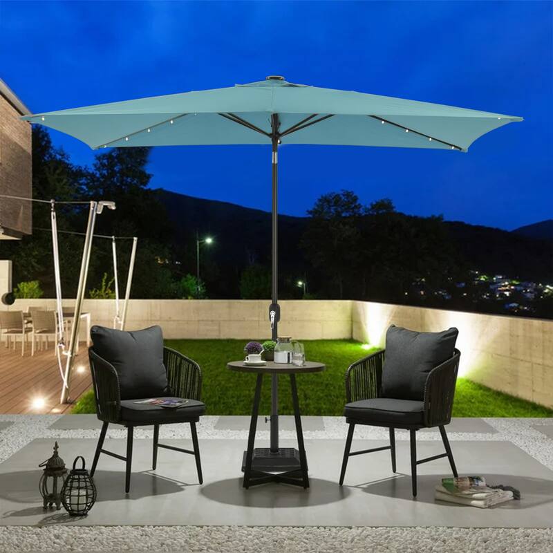 Clihome 10' x 6.5' Rectangular LED Market Patio Umbrella