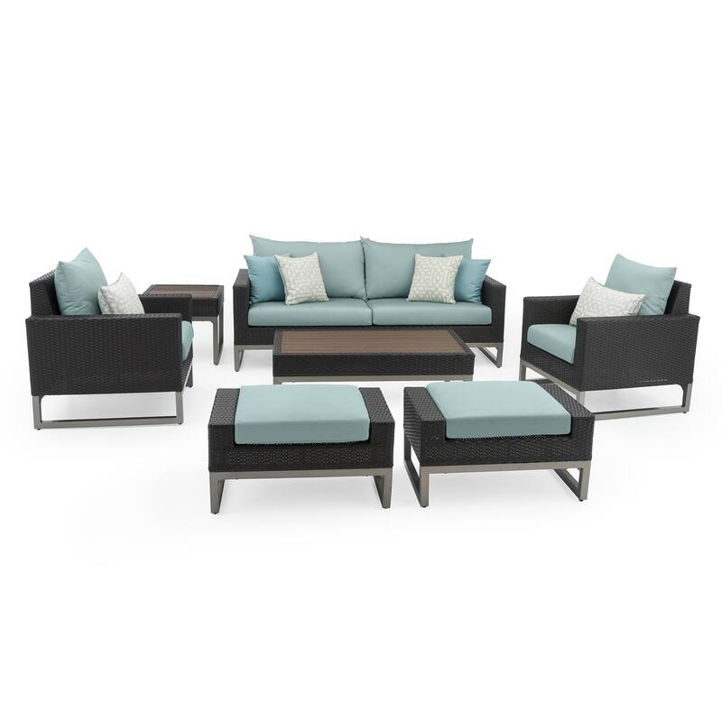 Milo Espresso 7 Piece Sunbrella Outdoor Patio Deep Seating Set