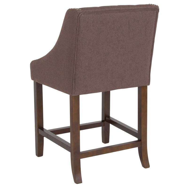 Transitional Tufted Upholstered/Walnut Finish Counter Stool (Set of 2)
