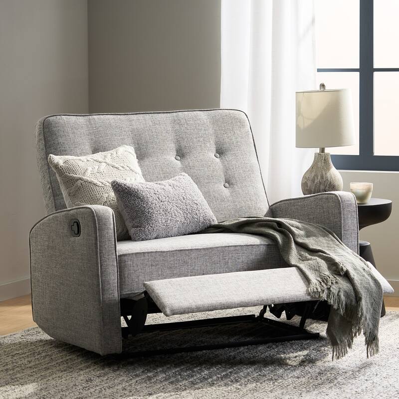 47"Wide Manual Recliner Chair for Adults, Single Reclining Sofa Chair Fabric Upholstered Living Room Chair Modern Club Chair