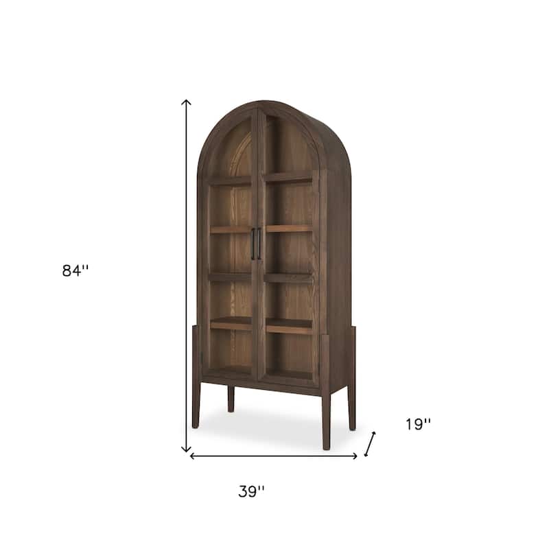 HomeRoots 39" Dark Brown and Light Brown Wood Curio Cabinet With Two Doors