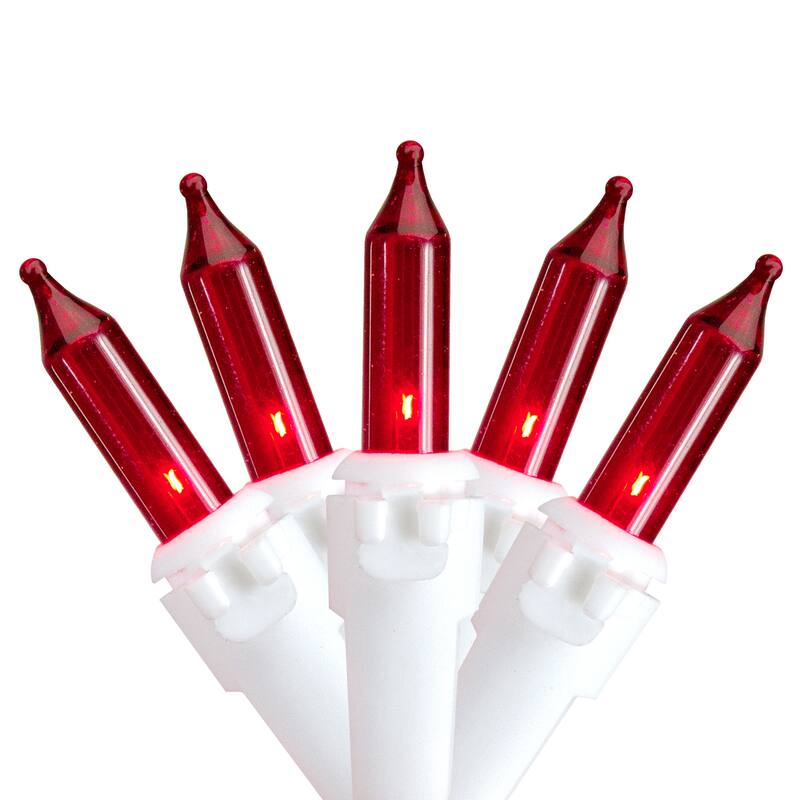 35-Count Red Mini Christmas Light Set 7ft White Wire - 7'