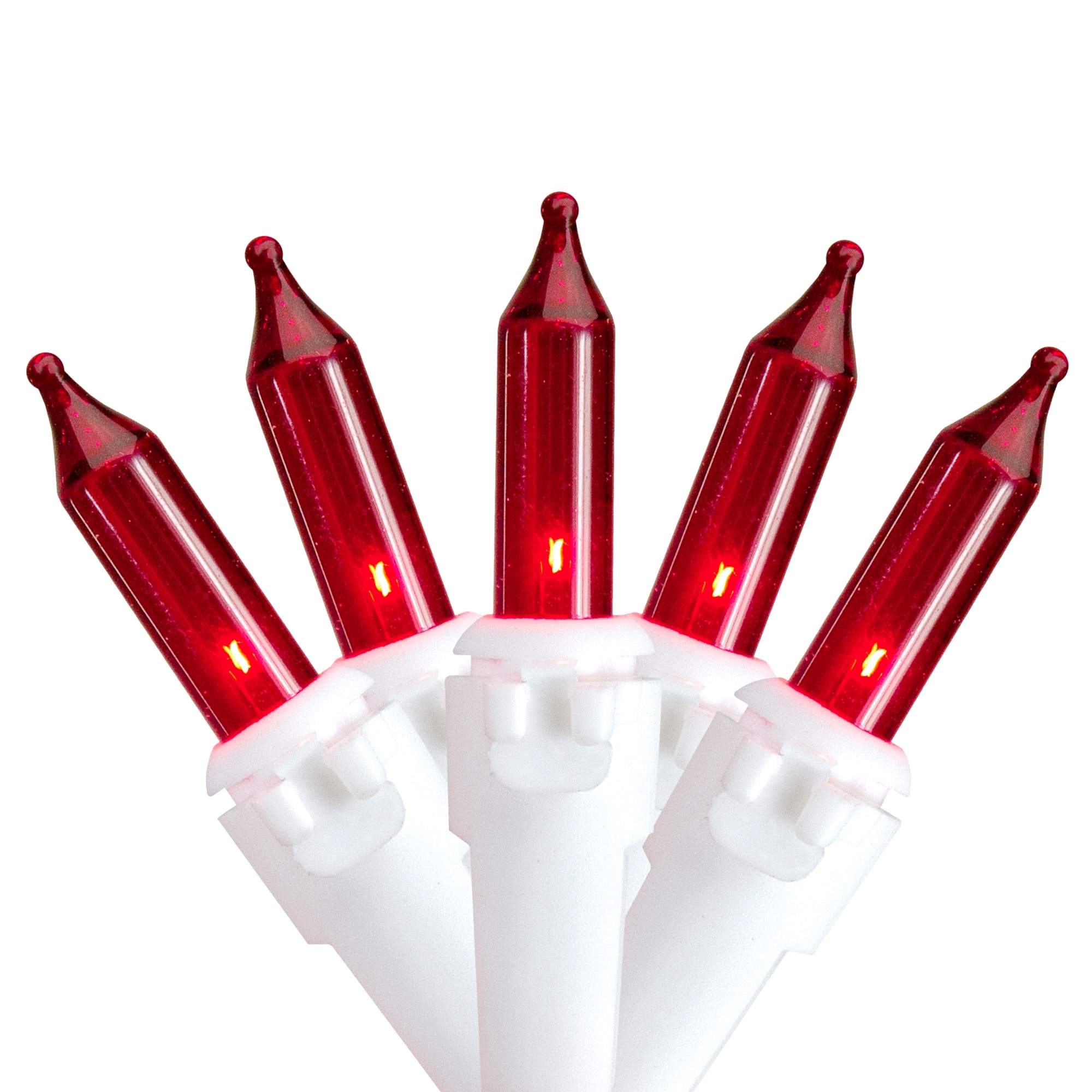 50-Count Red Mini String Christmas Light Set 10ft White Wire - 10'