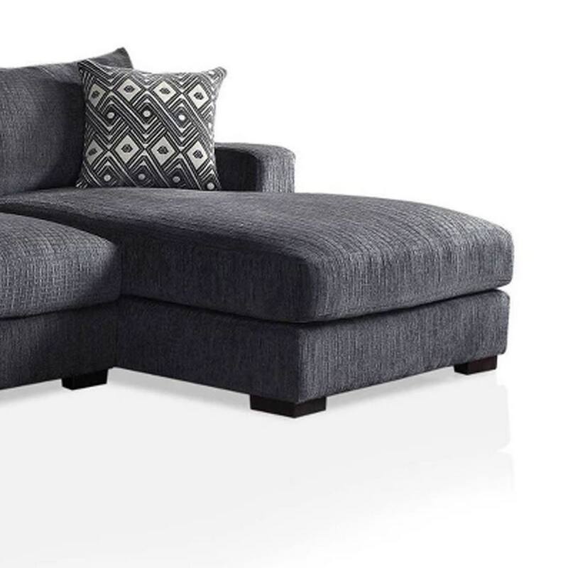 L Shaped Sectional with T Cushioned Seat, Large, Gray