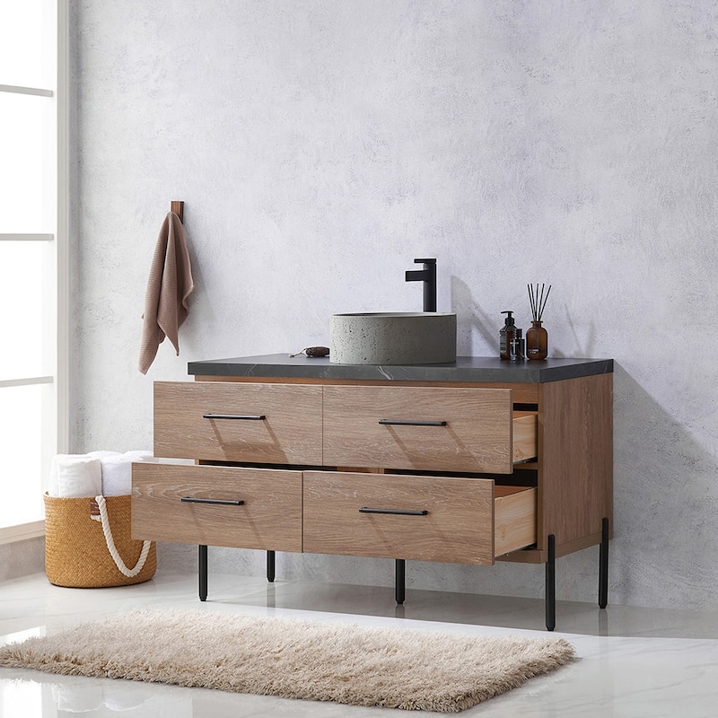Trento Bath Vanity with Sintered Stone Top with Concrete Sink (R)