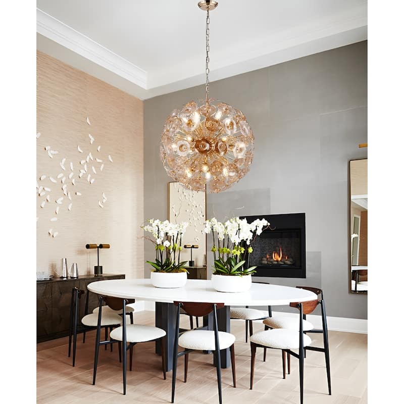 18-Light 24" Wide Elegant Stamen Disco Sputnik Gold Chandelier