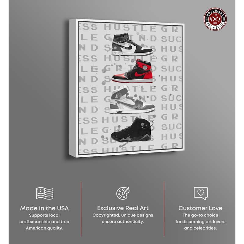 Notoriart Hype Sneakers Framed Sneaker 1 Piece Canvas Wall Art