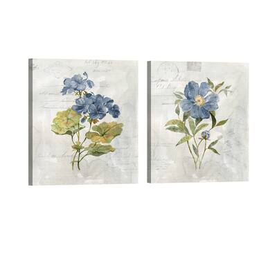 Blue Linen Geranium, Peony Canvas Art Prints