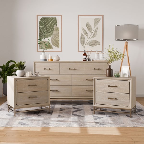cream dresser and nightstand set The Sandy Beach Queen 5 Piece Set (Bed, Nightstand, Dresser, Mirror, Chest) Wood White sold at Hilton Furniture serving Houston, TX and surrounding areas