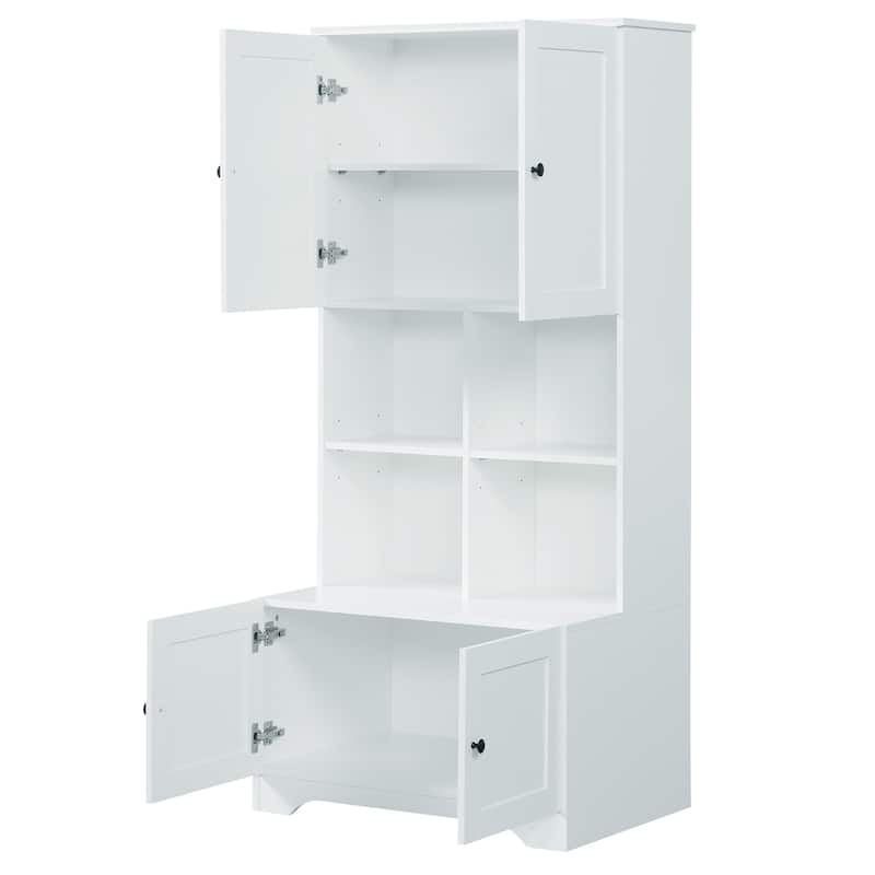 GDFStudio - Carter Tall and Wide Freestanding Storage Cabinet with 4 Doors and Adjustable Shelves, MDF