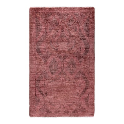 Contemporary Overdyed Wool Hand Knotted Area Rug - 3' 1" x 5' 0"
