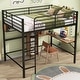 preview thumbnail 3 of 11, Full Size Loft Bed with Desk and Shelves in Black & Brown