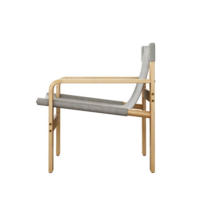 Detachable and washable Oak Accent Chair Wide Armrest Mid-Century Lounge Chair Linen Fabric Armchair & Solid Wood Frame