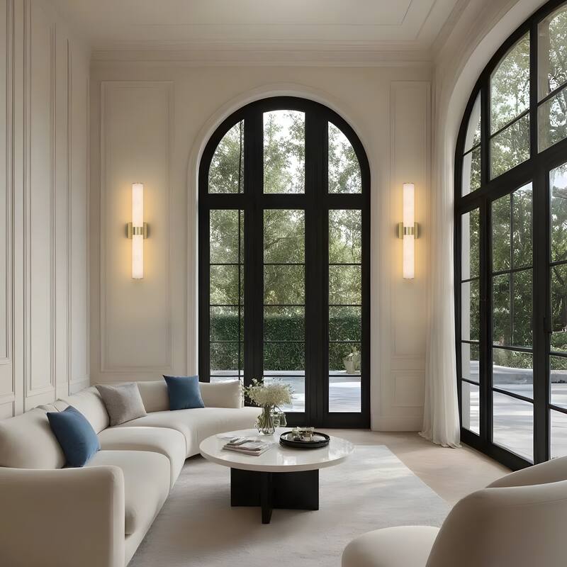 Starsky LED Dimmable Real Alabaster Cylindrical Wall Sconce