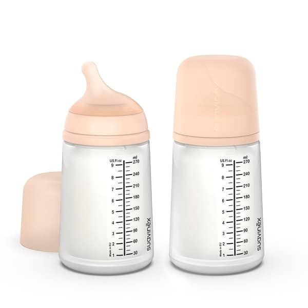 slide 2 of 5, Suavinex Zero Zero™ Large Anti Colic Bottle Medium Flow 2 Pack Fair