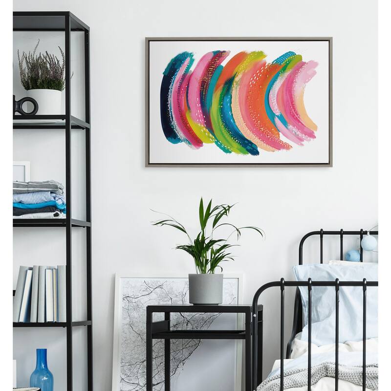Kate and Laurel Sylvie Bright Abstract Framed Canvas By Jessi Raulet