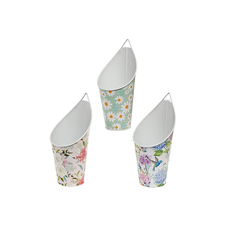 IH Casa Decor Floral Metal Hanging Planter Asstd - Set of 3