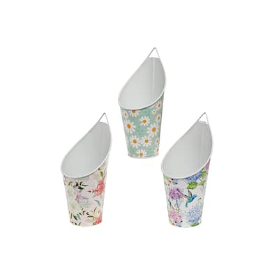 IH Casa Decor Floral Metal Hanging Planter Asstd - Set of 3