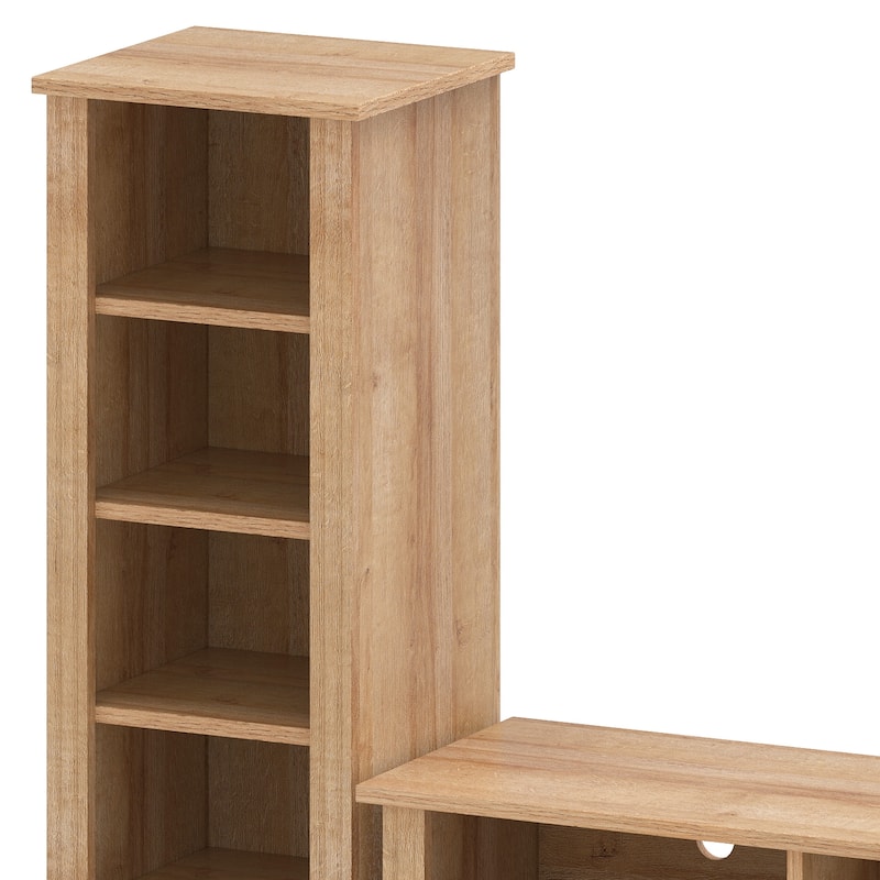 Moasis TV Stand with 2 Side Bookshelves for TVs Up to 65''