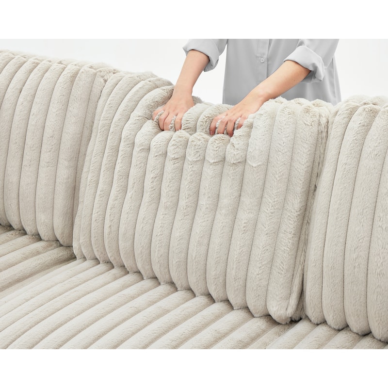 Roomfitters Oversized U Shaped Sleeper Sofa with Pull Out Bed, Modular Sectional Couch with Storage Chaise, Khaki