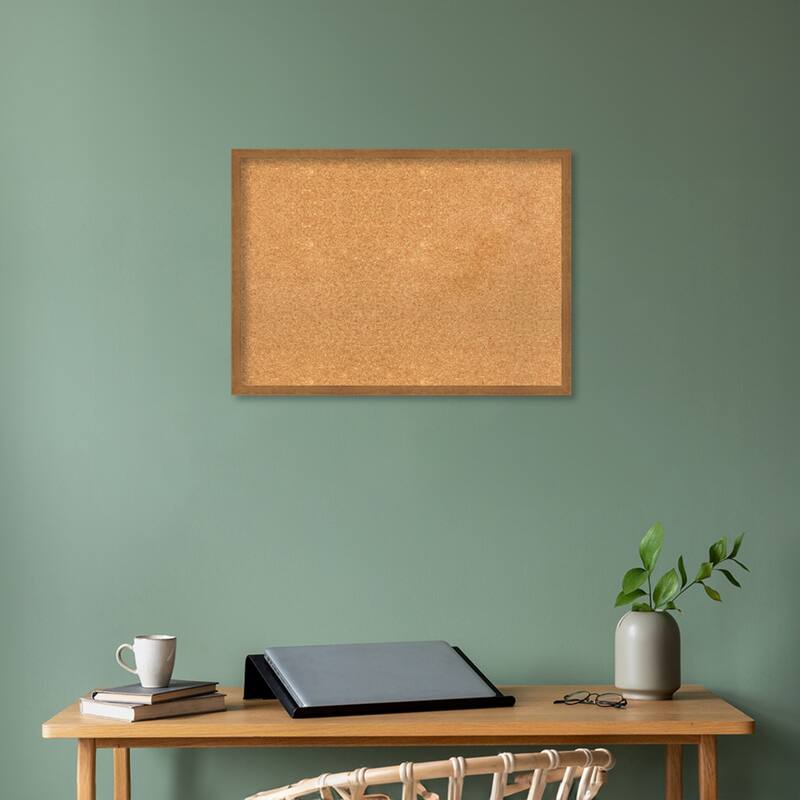 Carlisle Narrow Wood Framed Natural Corkboard Bulletin Board