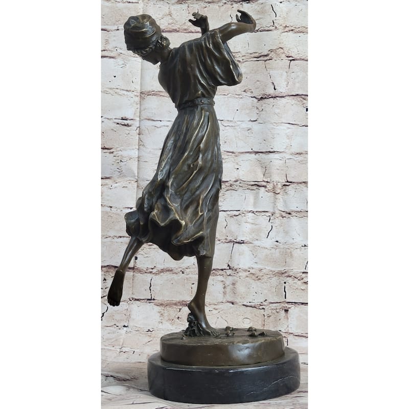 Dancing Woman Girl On One Foot Bronze Statue Sculpture Figure 16 Inches X 12 Inches