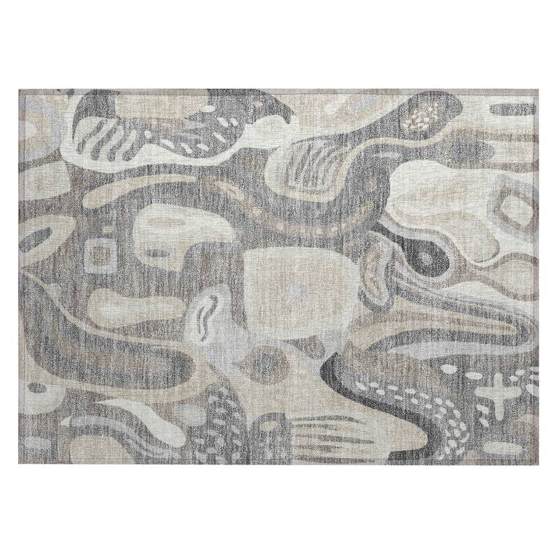 Machine Washable Indoor/ Outdoor Modern Picasy Chantille Rug