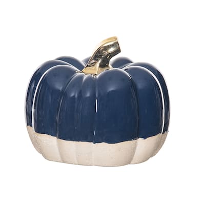 Blue & Khaki Large Pumpkin Figurine