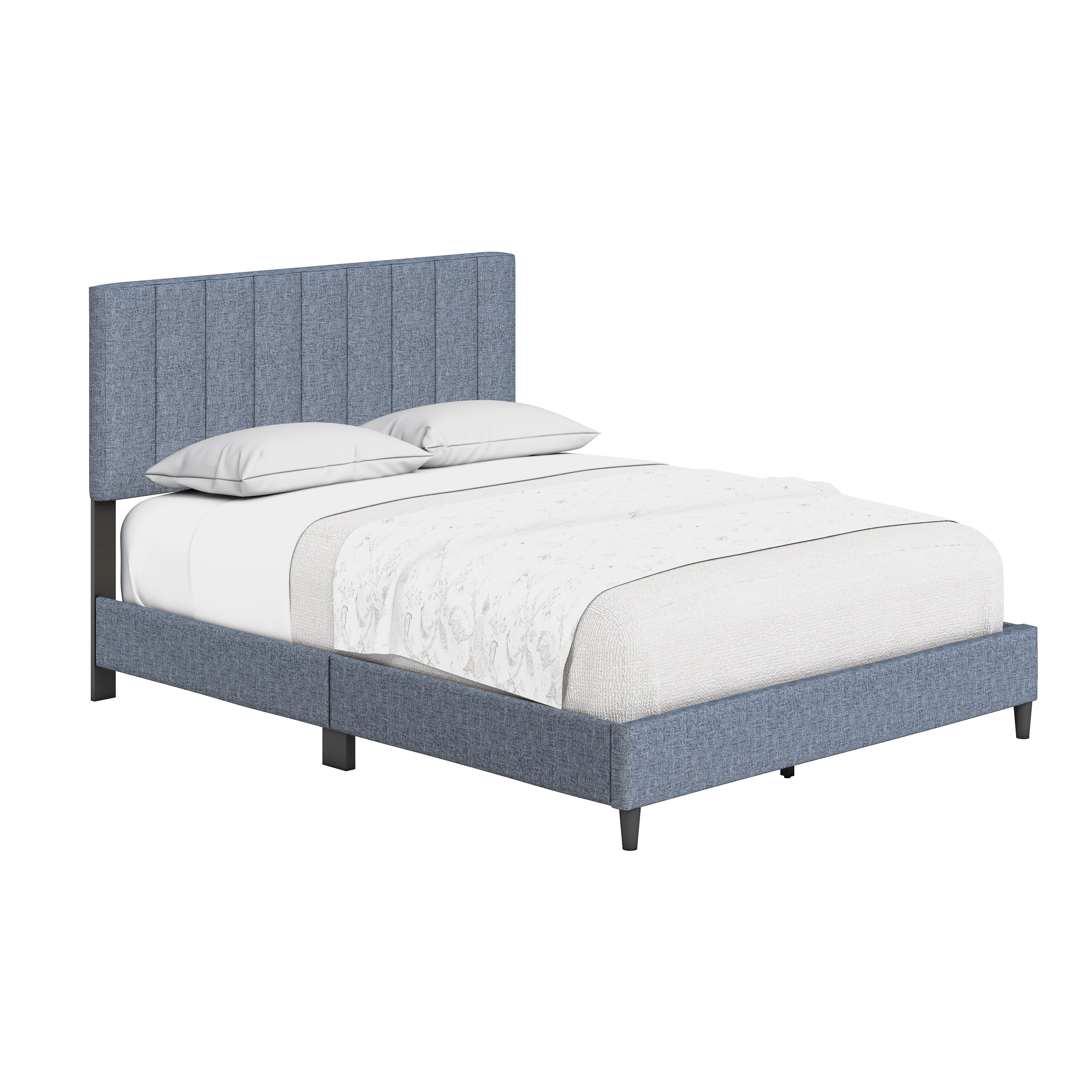 Sleep Sync Leonardo Upholstered Linen Platform Bed Frame Overstock 31784597