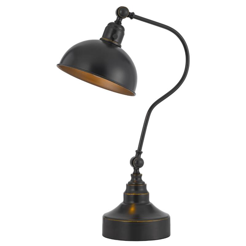 25" Modern Metal Desk Lamp with Dome Shade and Adjustable Height Rotary Switch for Office or Study - 25”H x 9”W x 18”D
