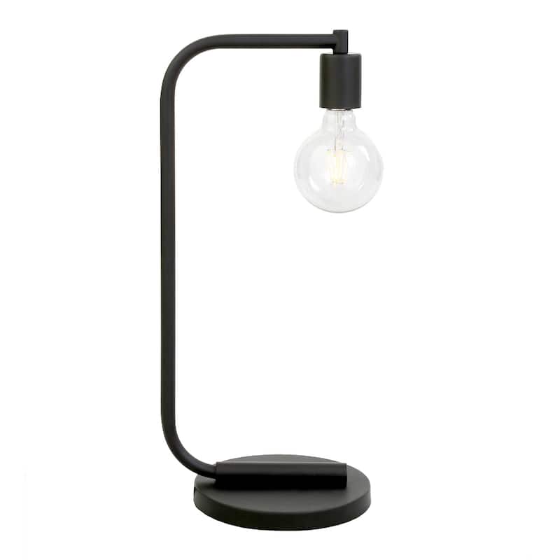 Modern 20-Inch Table Lamp Metal Desk Light with Integrated LED - Black