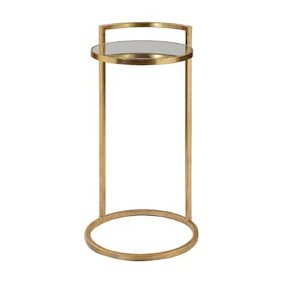 30" gold elegant accent table with a mirrored top