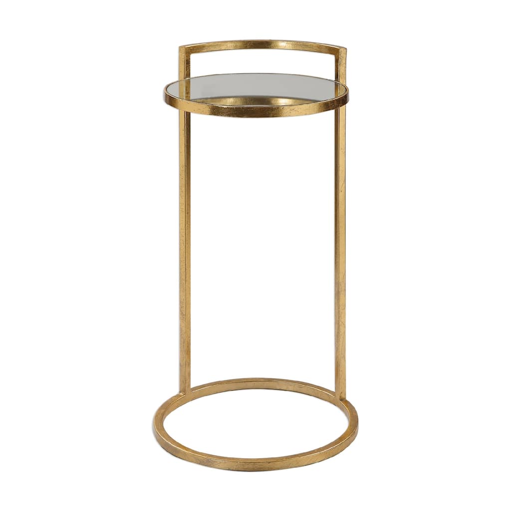 30" gold elegant accent table with a mirrored top