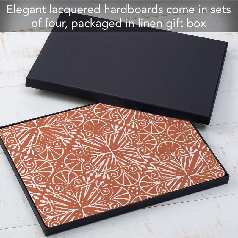 Floral Southwest Design Decorative Hardboard Placemats with Protective Cork Backing 4 Pack Heat Tolerant and Easily Wipes Clean