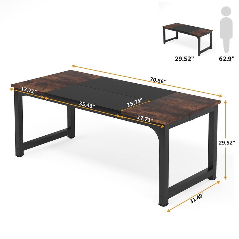 70.86" Conference Table, Meeting Table with Stable Metal Frame - 70.86”L x 31”W x 29”H