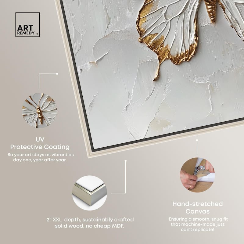 Simple Golden Butterfly Canvas by Art Remedy